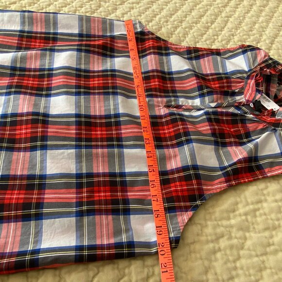 J Crew Holiday Plaid Tartan Ruffle Neck Tank - Picture 10 of 16